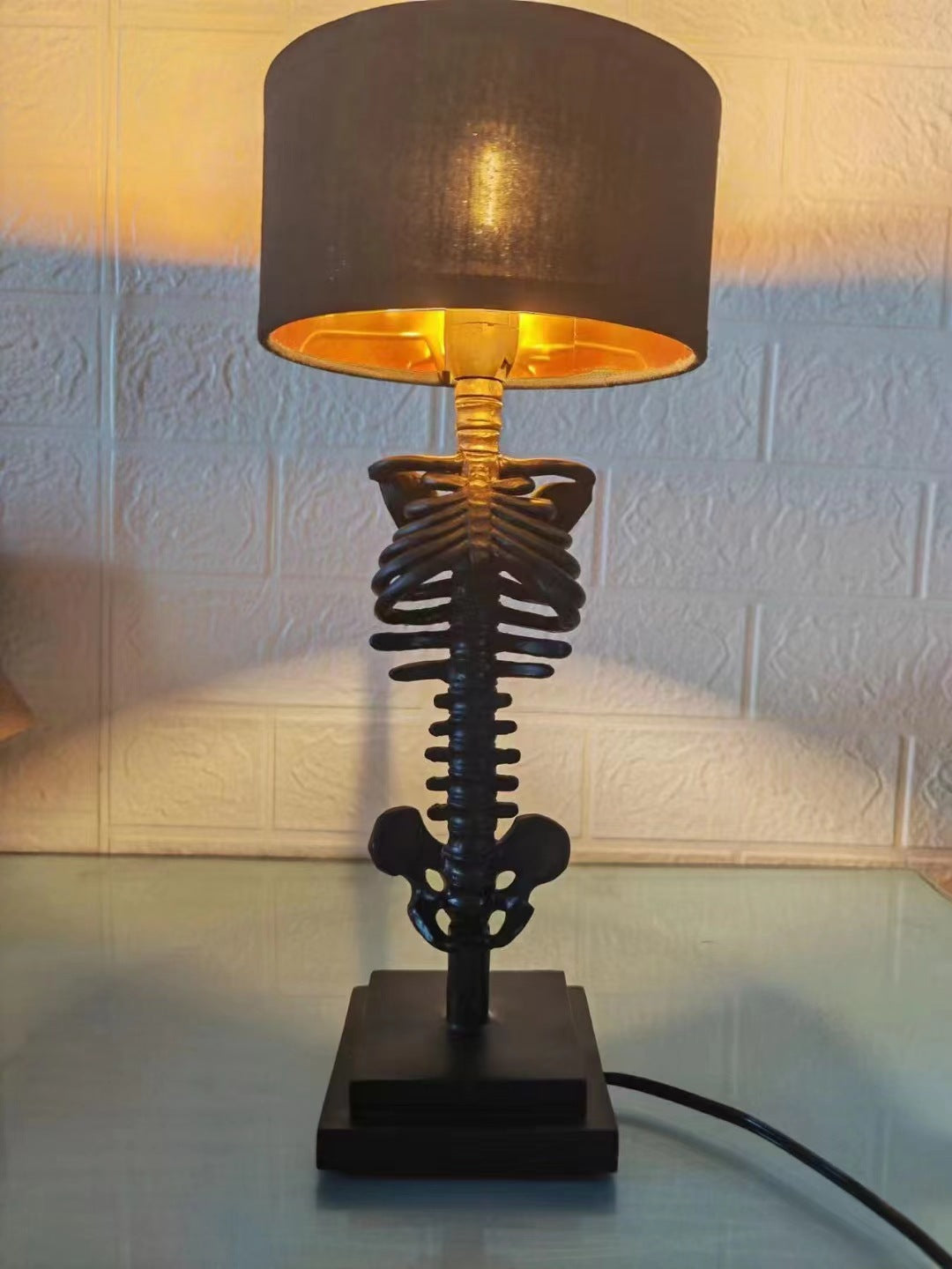 Gothic Skull Skeleton Desk Lamp | Resin | Darkwave Home Decor