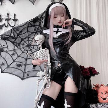 Gothic Nun Cosplay Costume Set – Dark Cross Halloween | Alternative Darkwear