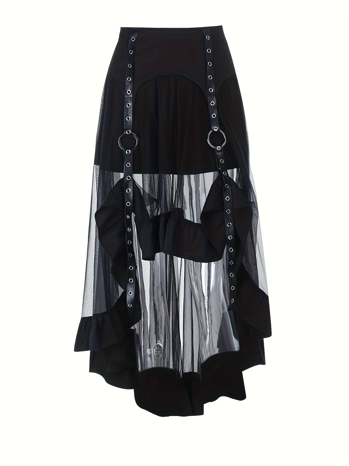 Back view of gothic ballgown corset dress showing layered mesh volume and lace detail from Alternative Darkwear