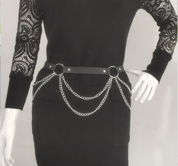 Punk Goth Chain Waist Belt – Faux Leather | Alternative Darkwear