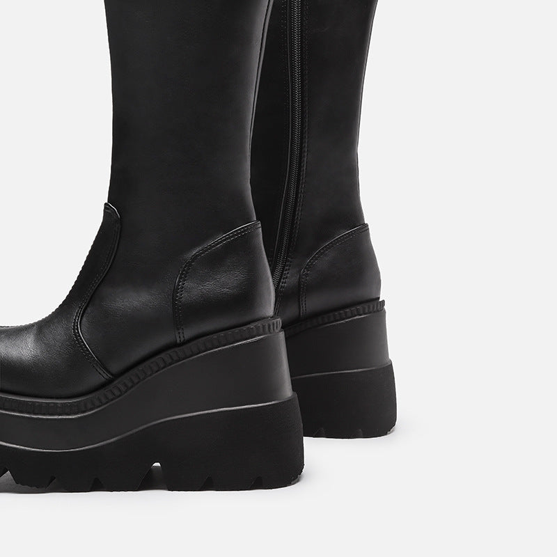 Black_knee_high_boots_darkwear_fashion_women_side_profile_platform_sole_detail