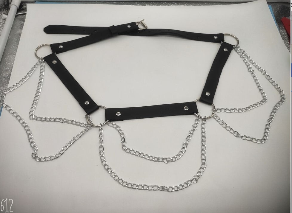 Punk Goth Chain Waist Belt – Faux Leather | Alternative Darkwear